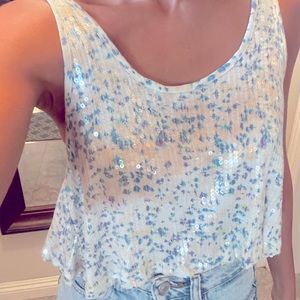 Free People Sequined Crop Top